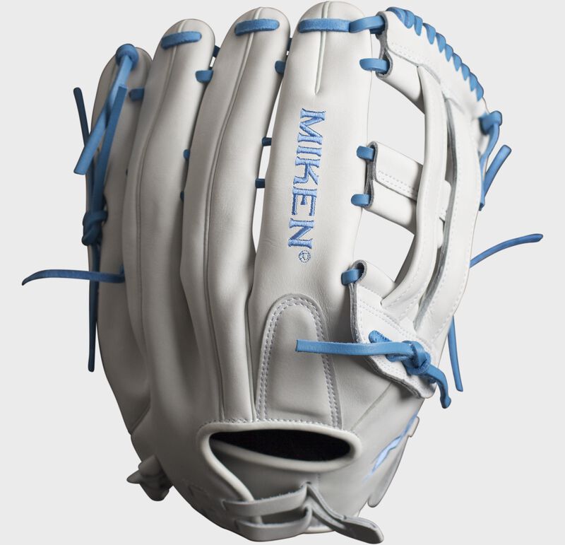 2026 Miken Pro Series White/Columbia Blue 13" Fielding Glove, Left Hand Throw